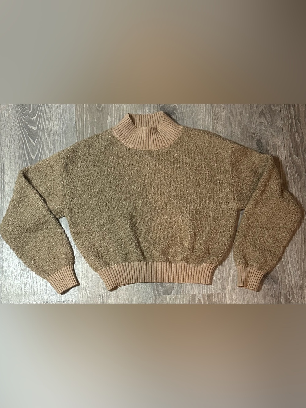 Bohme Cropped Mock Neck Sweater in Camel Tan